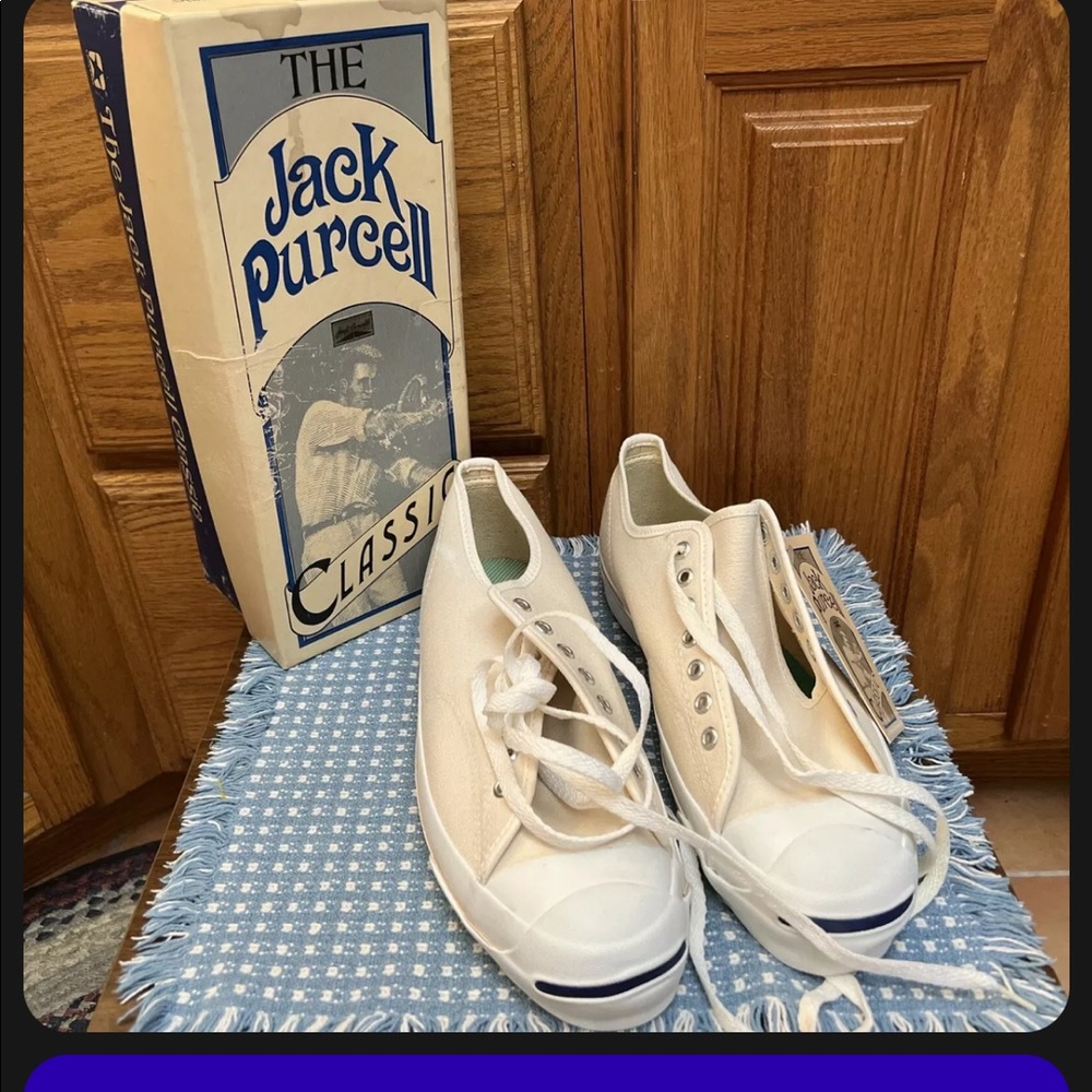 Vintage Jack Purcell converse cream canvas shoes 11.5 with box
